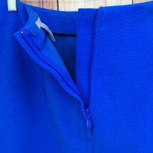 H&M Cobalt Blue Short Skirt Faux Wrap Metal Ring Decorations Sz 8